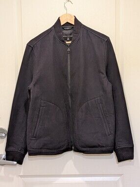 EUC Banana Republic M Coolmax Black Flannel Lined Zip Front Jacket